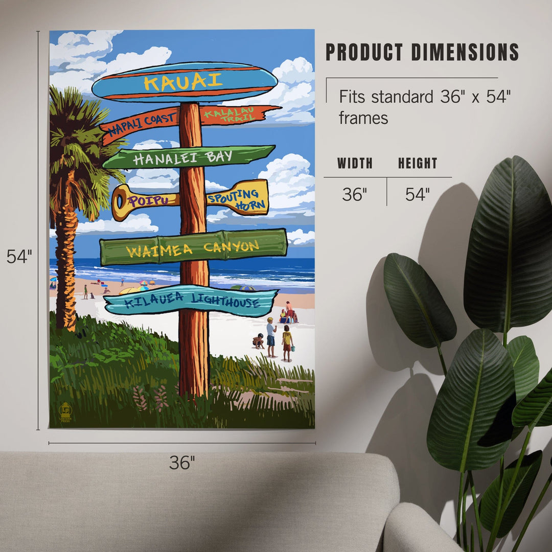 Kauai, Hawaii, Destinations Sign, Art & Giclee Prints - Lantern Press