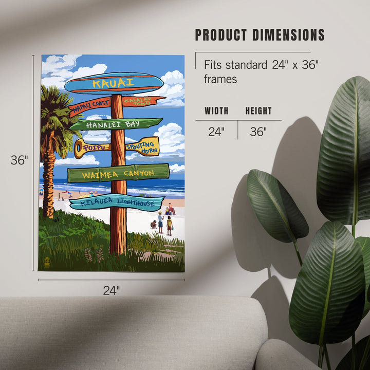 Kauai, Hawaii, Destinations Sign, Art & Giclee Prints - Lantern Press