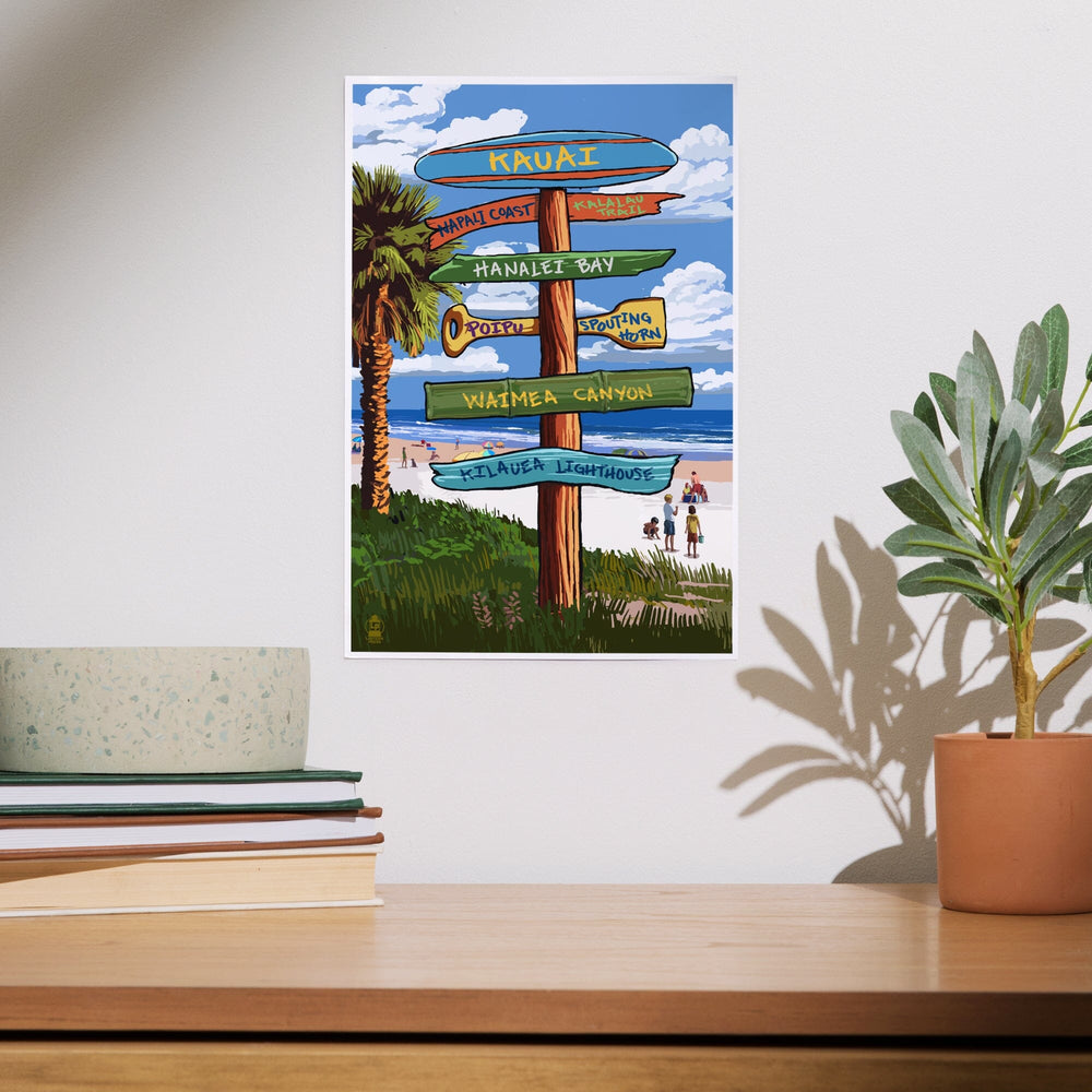 Kauai, Hawaii, Destinations Sign, Art & Giclee Prints - Lantern Press