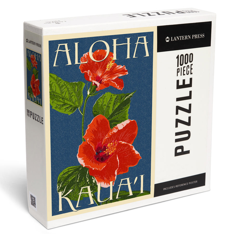 Kaua'i, Hawaii, Red Hibiscus, Jigsaw Puzzle Puzzle Lantern Press