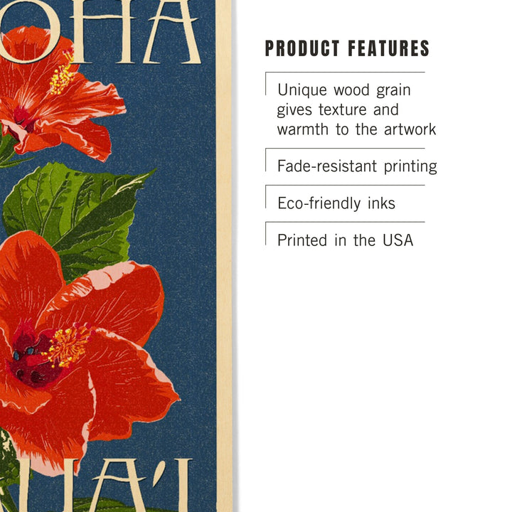 Kaua'i, Hawaii, Red Hibiscus, Lantern Press Poster, Wood Signs and Postcards - Lantern Press