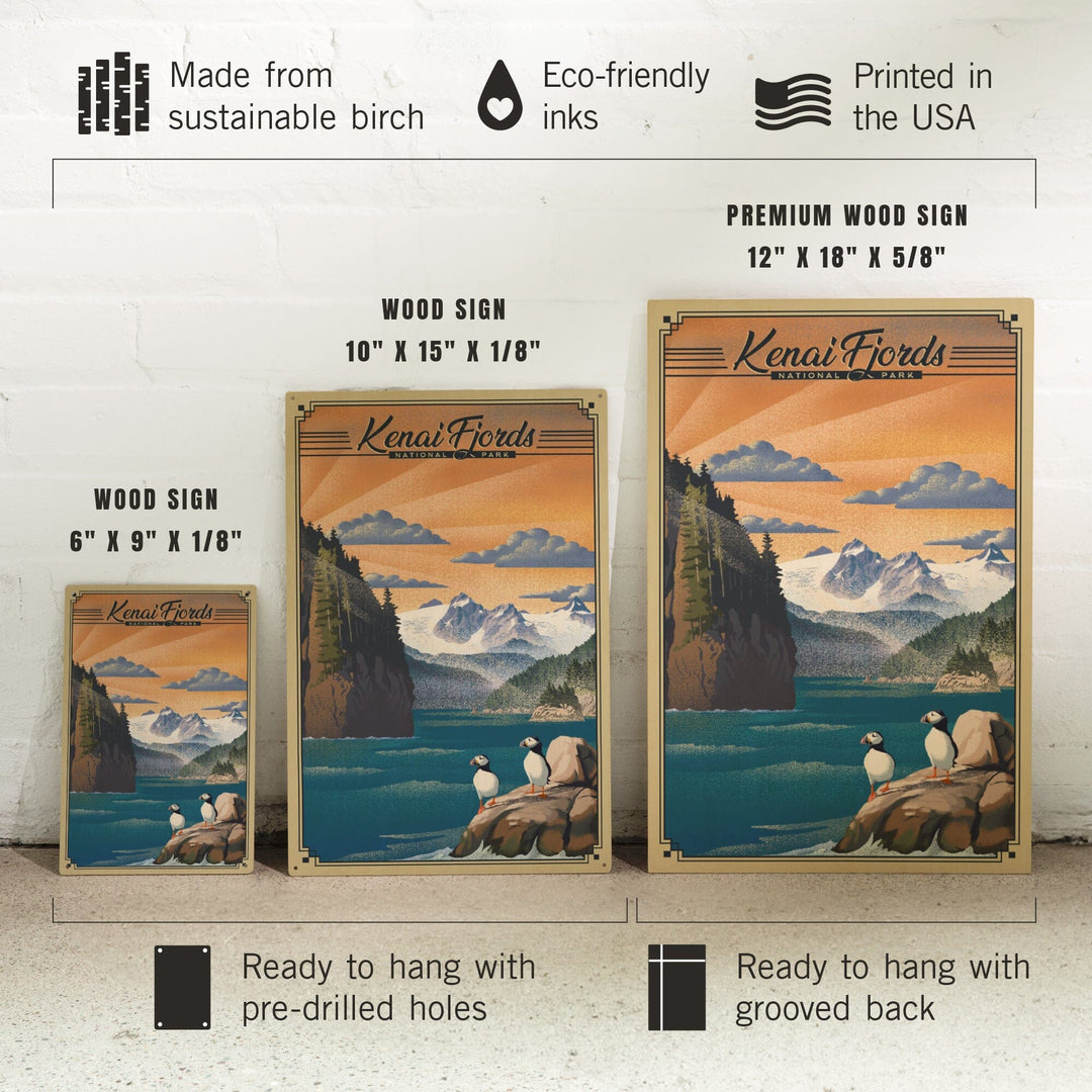 Kenai Fjords National Park, Alaska, Lithograph Park Series, Wood Signs and Postcards Wood Lantern Press