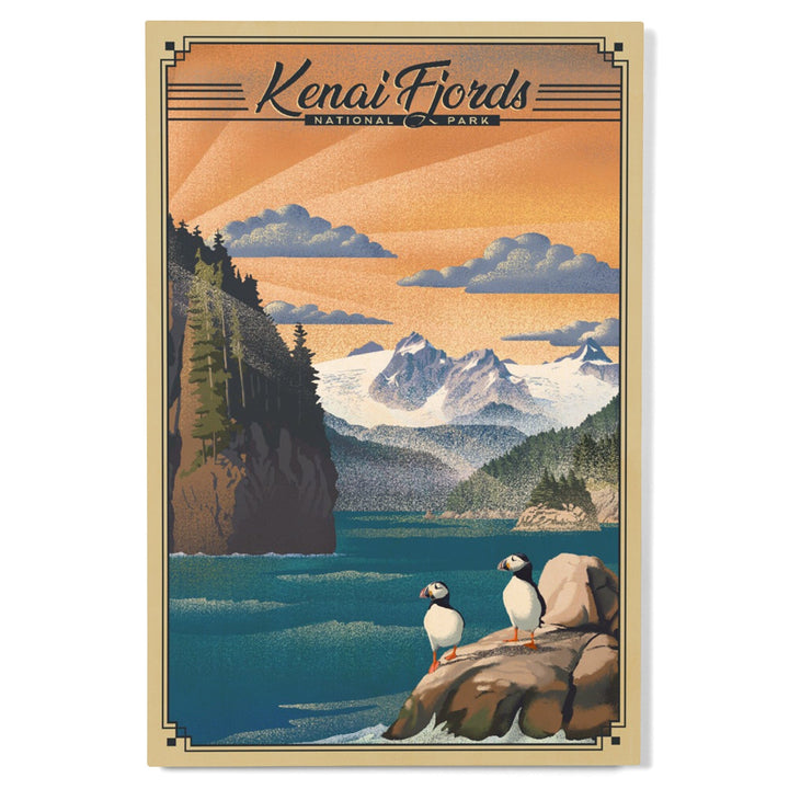 Kenai Fjords National Park, Alaska, Lithograph Park Series, Wood Signs and Postcards Wood Lantern Press