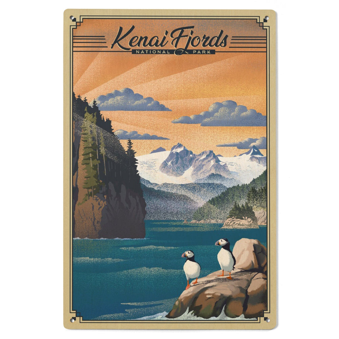 Kenai Fjords National Park, Alaska, Lithograph Park Series, Wood Signs and Postcards Wood Lantern Press