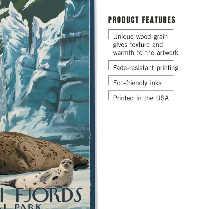 Kenai Fjords National Park, Alaska, Seals & Ice Shelf, Lantern Press Artwork, Wood Signs and Postcards - Lantern Press