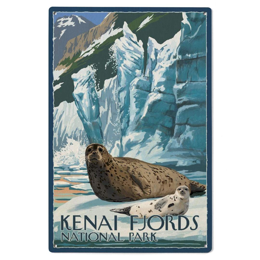 Kenai Fjords National Park, Alaska, Seals & Ice Shelf, Lantern Press Artwork, Wood Signs and Postcards - Lantern Press
