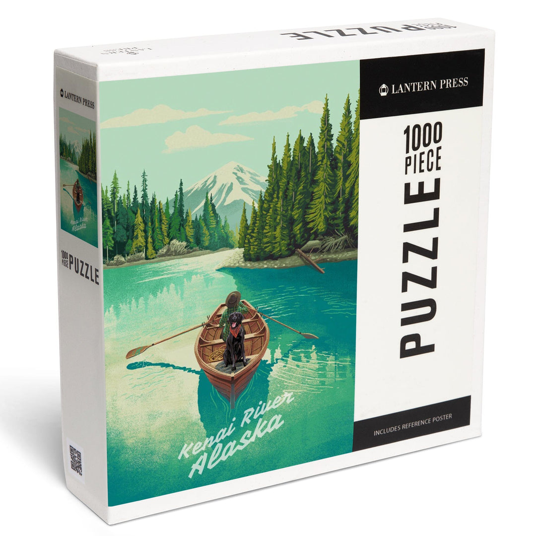 Kenai River, Alaska, Quiet Explorer, Boating, Mountain, Jigsaw Puzzle Puzzle Lantern Press