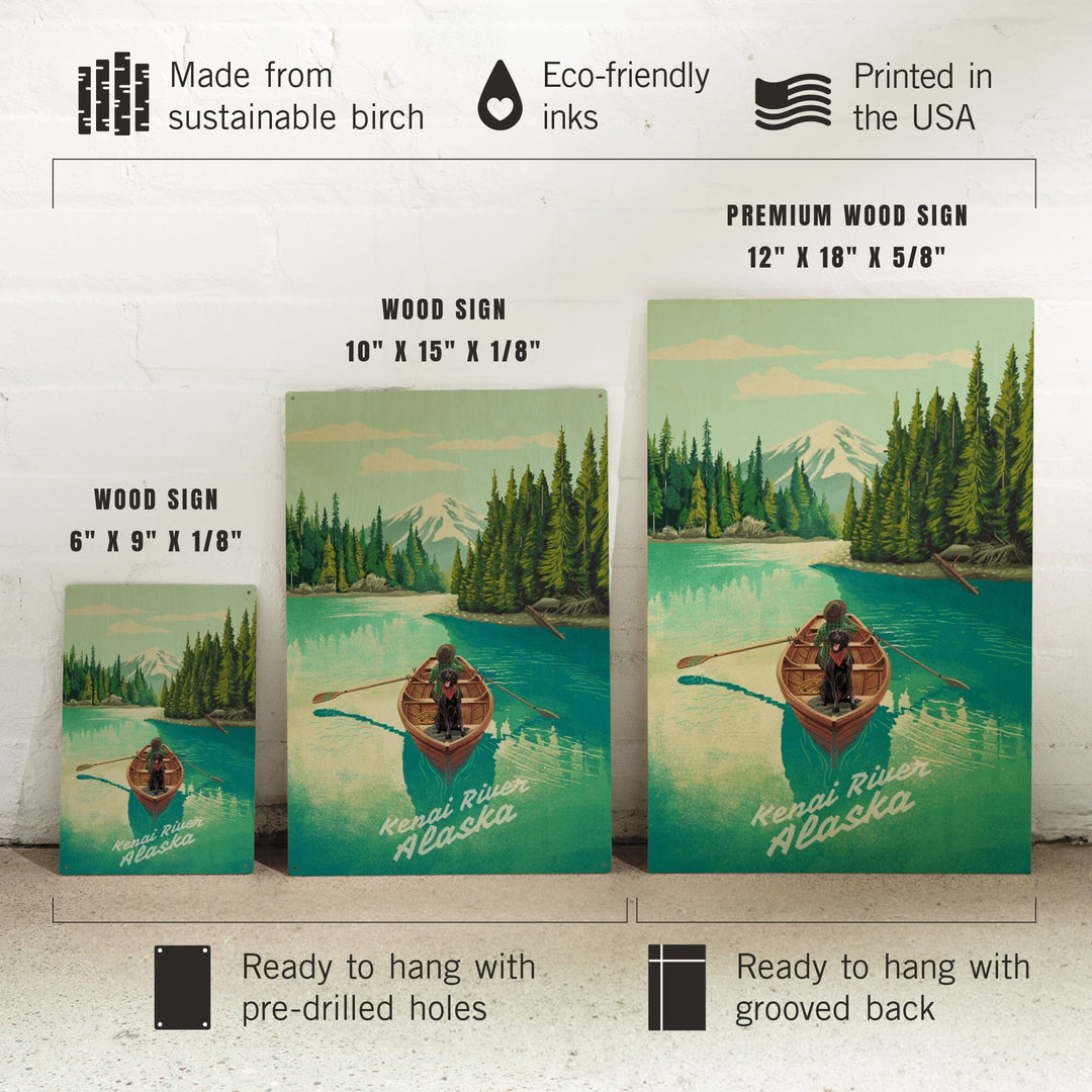 Kenai River, Alaska, Quiet Explorer, Boating, Mountain, Wood Signs and Postcards Wood Lantern Press
