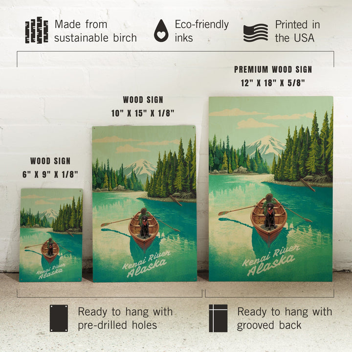 Kenai River, Alaska, Quiet Explorer, Boating, Mountain, Wood Signs and Postcards Wood Lantern Press