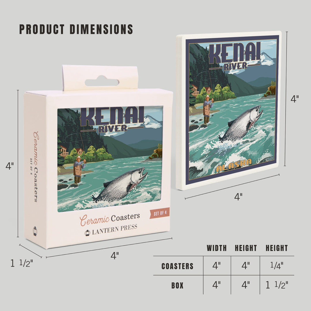 Kenai River, Alaska, Salmon Fisherman, Coasters Coasters Lantern Press