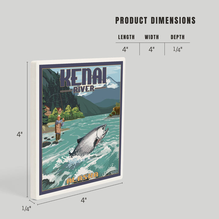 Kenai River, Alaska, Salmon Fisherman, Coasters Coasters Lantern Press