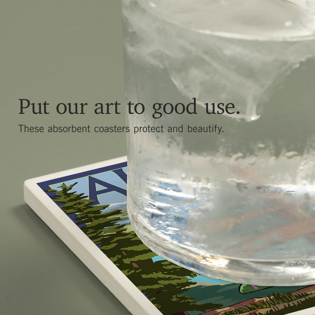 Kenai River, Alaska, Sign Post, Coasters Coasters Lantern Press