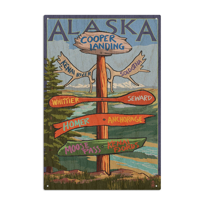 Kenai River, Alaska, Sign Post, Lantern Press Artwork, Wood Signs and Postcards - Lantern Press