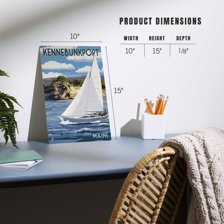 Kennebunkport, Maine, Sloop Sailboat & Lake, Lantern Press Artwork, Wood Signs and Postcards - Lantern Press