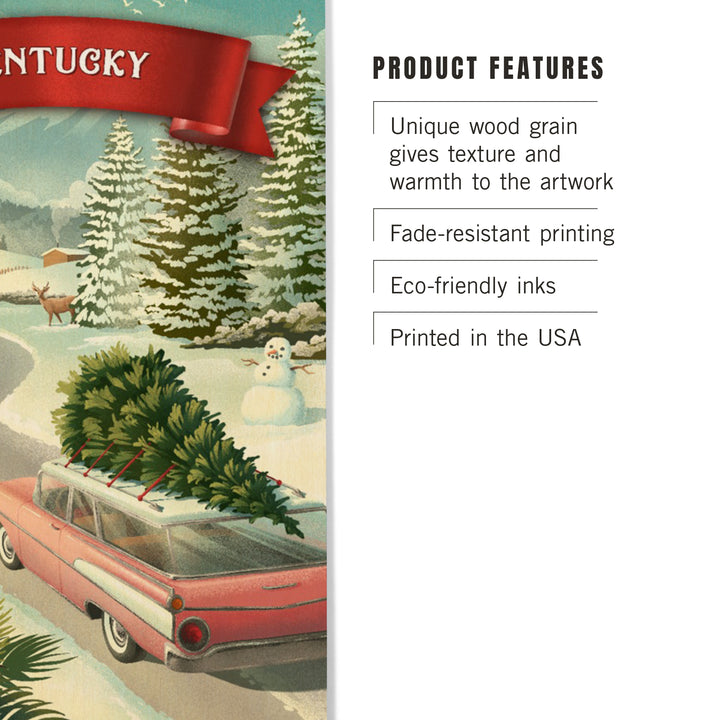 Kentucky, Christmas Holiday Tradition, Wood Signs and Postcards Wood Lantern Press