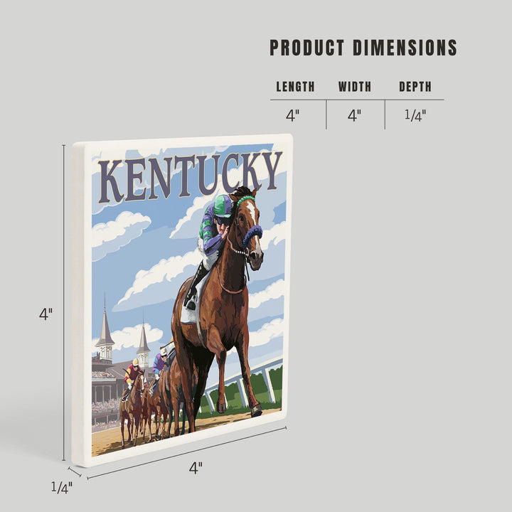 Kentucky, Horse Racing Track Scene, Coasters Coasters Lantern Press