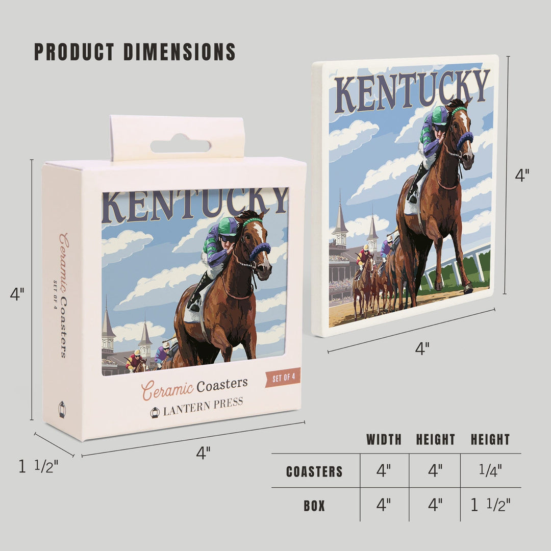 Kentucky, Horse Racing Track Scene, Coasters Coasters Lantern Press