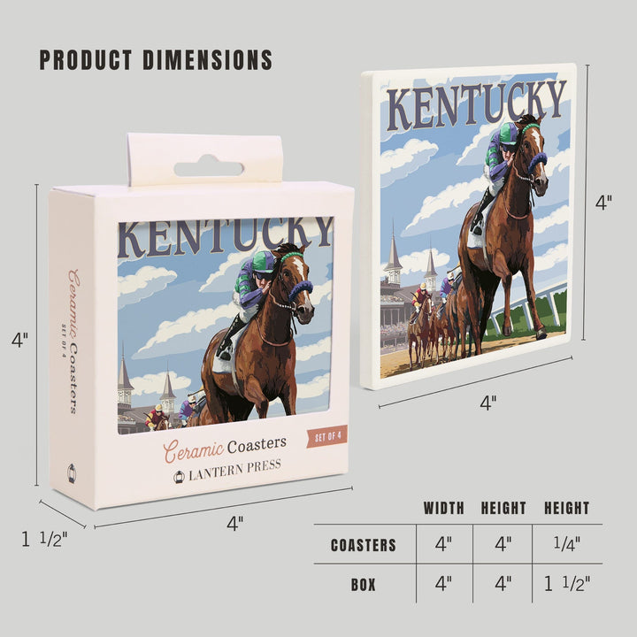 Kentucky, Horse Racing Track Scene, Coasters Coasters Lantern Press