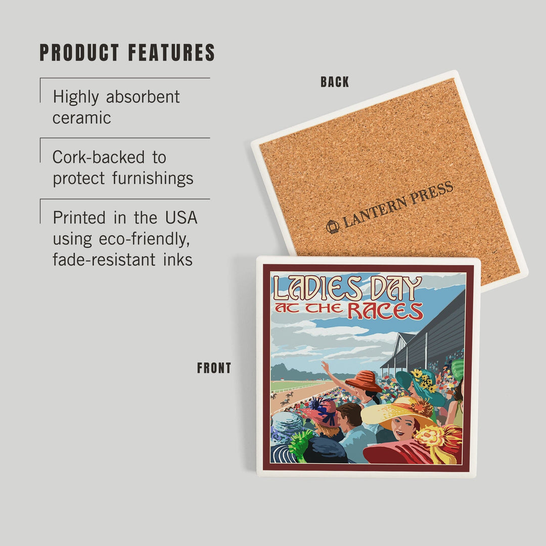 Kentucky, Ladies Day at the Track Horse Racing, Coasters Coasters Lantern Press
