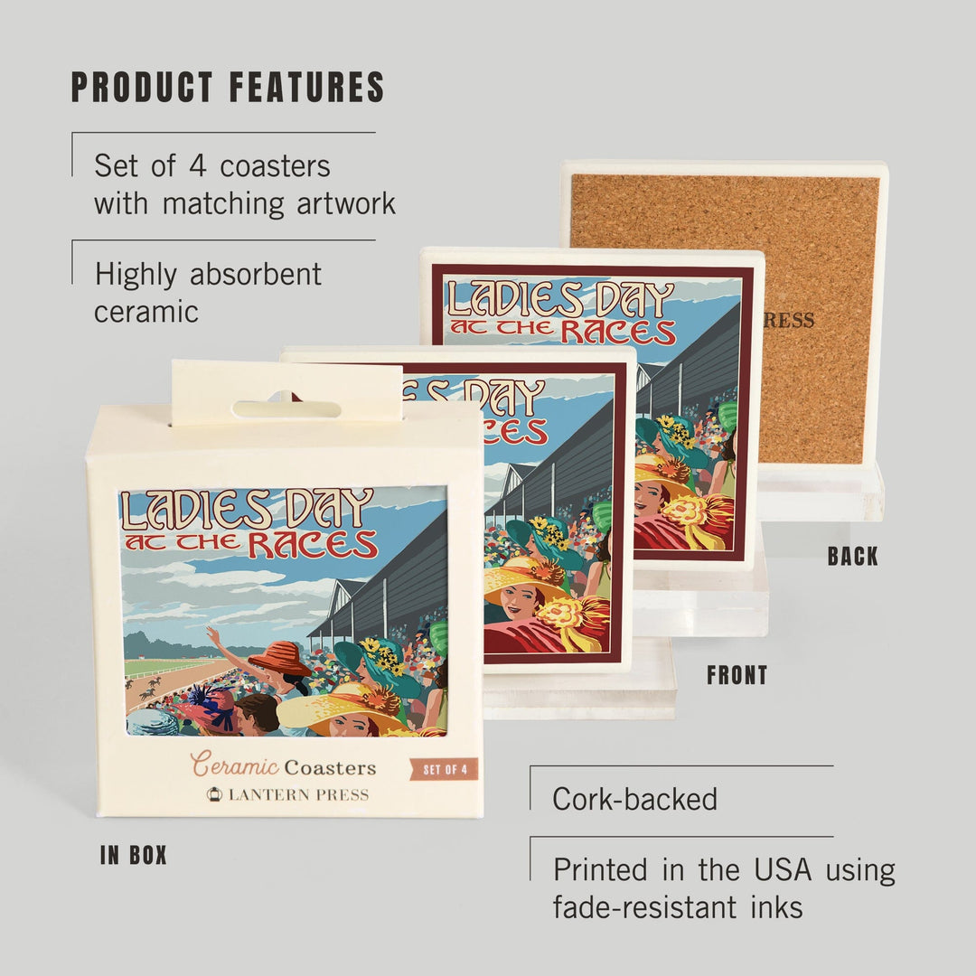 Kentucky, Ladies Day at the Track Horse Racing, Coasters Coasters Lantern Press