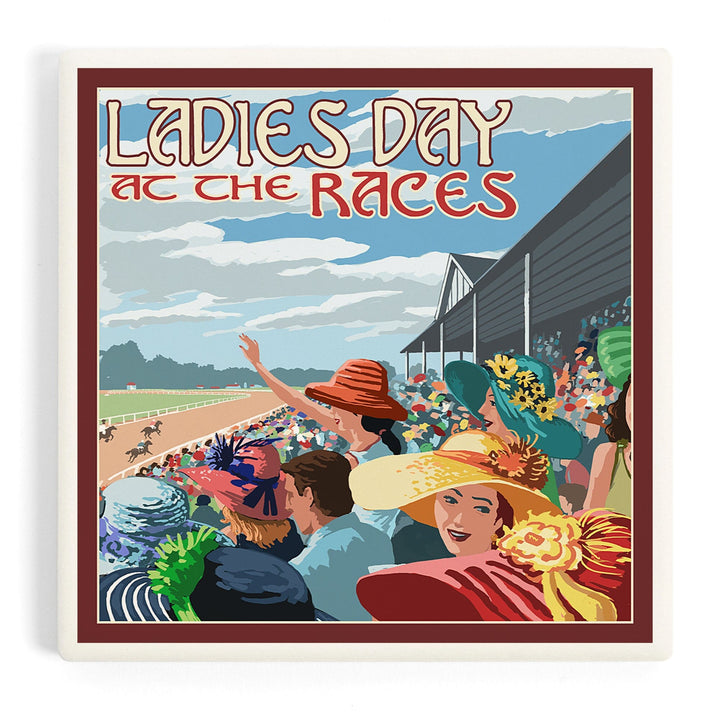 Kentucky, Ladies Day at the Track Horse Racing, Coasters Coasters Lantern Press Coaster