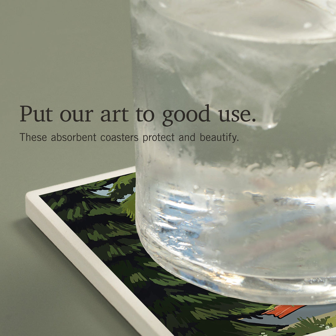 Kentucky, Signpost, Forest and Camp, Coasters Coasters Lantern Press