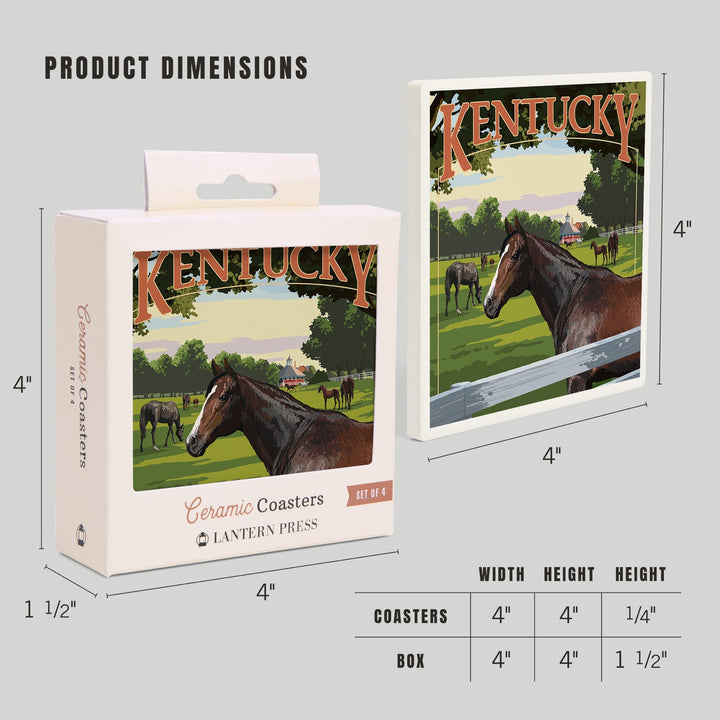 Kentucky, Thoroughbred Horses Farm Scene, Coasters Coasters Lantern Press