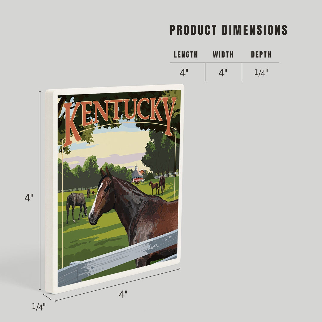 Kentucky, Thoroughbred Horses Farm Scene, Coasters Coasters Lantern Press