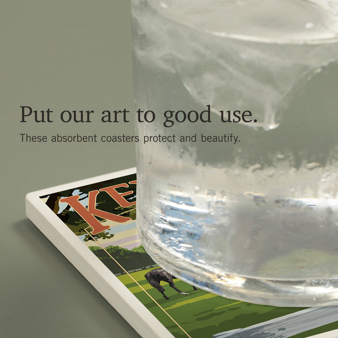 Kentucky, Thoroughbred Horses Farm Scene, Coasters Coasters Lantern Press