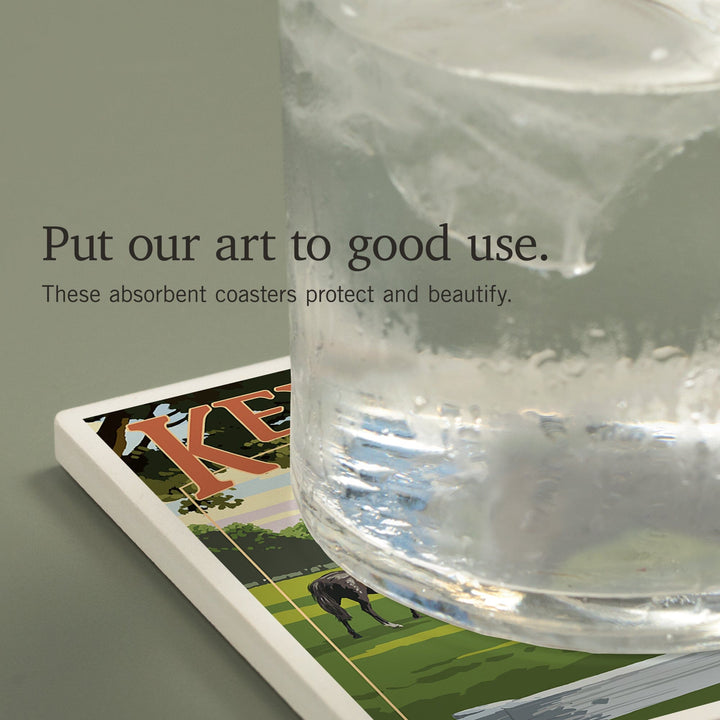 Kentucky, Thoroughbred Horses Farm Scene, Coasters Coasters Lantern Press