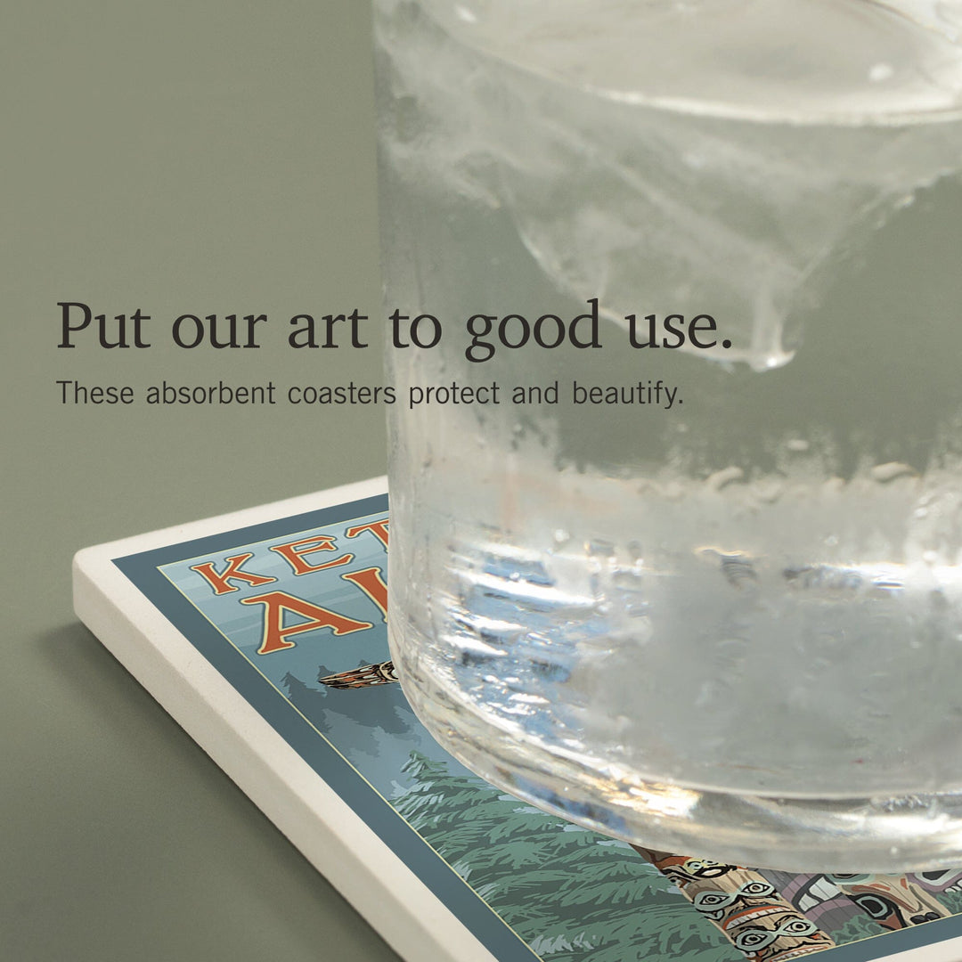 Ketchikan, Alaska, Alaska Totem Poles, Coasters Coasters Lantern Press