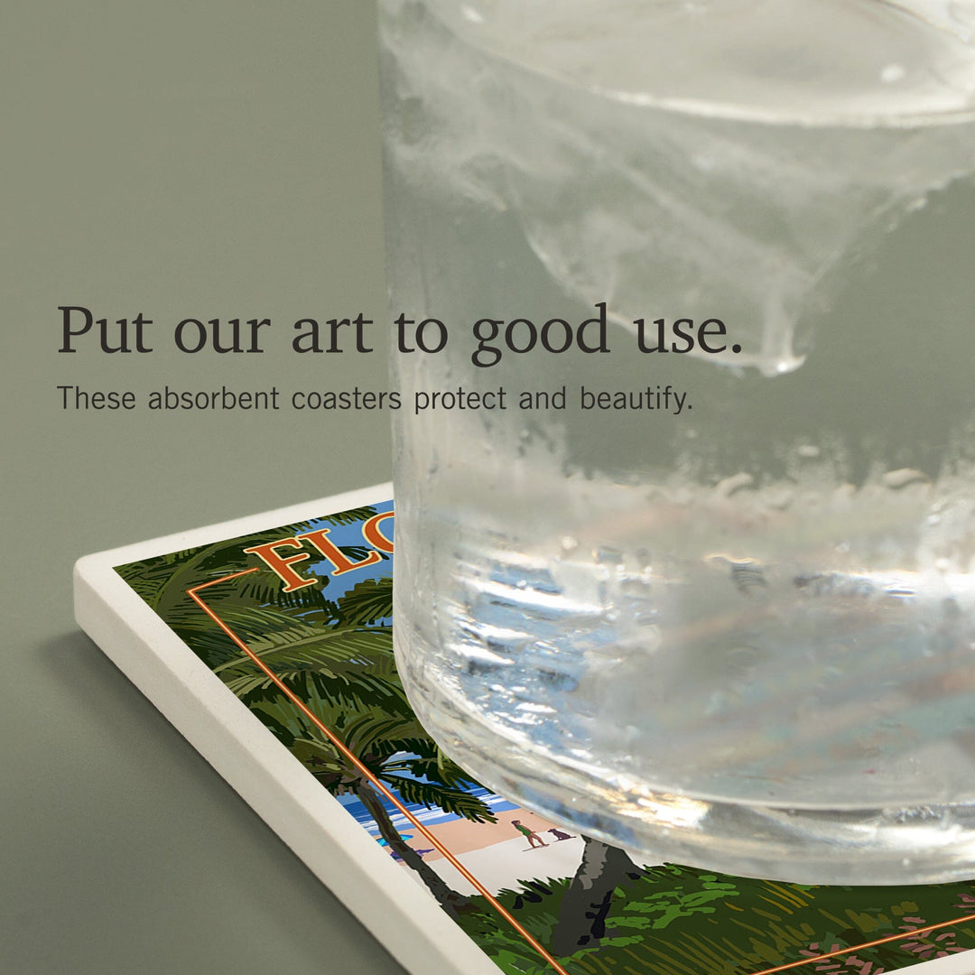 Key West, Florida, Destinations Sign, Coasters Coasters Lantern Press