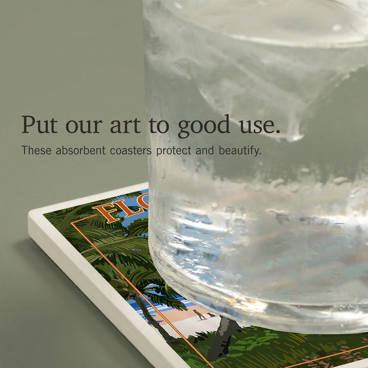 Key West, Florida, Destinations Sign, Coasters Coasters Lantern Press