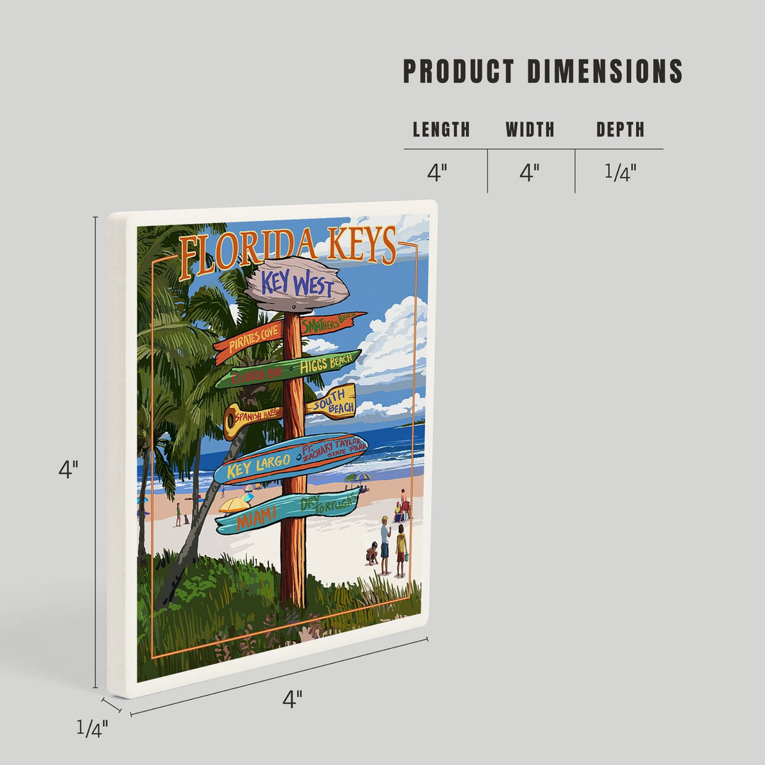 Key West, Florida, Destinations Sign, Coasters Coasters Lantern Press