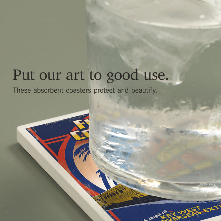 Key West, Florida, East Coast Railway, Coasters Coasters Lantern Press