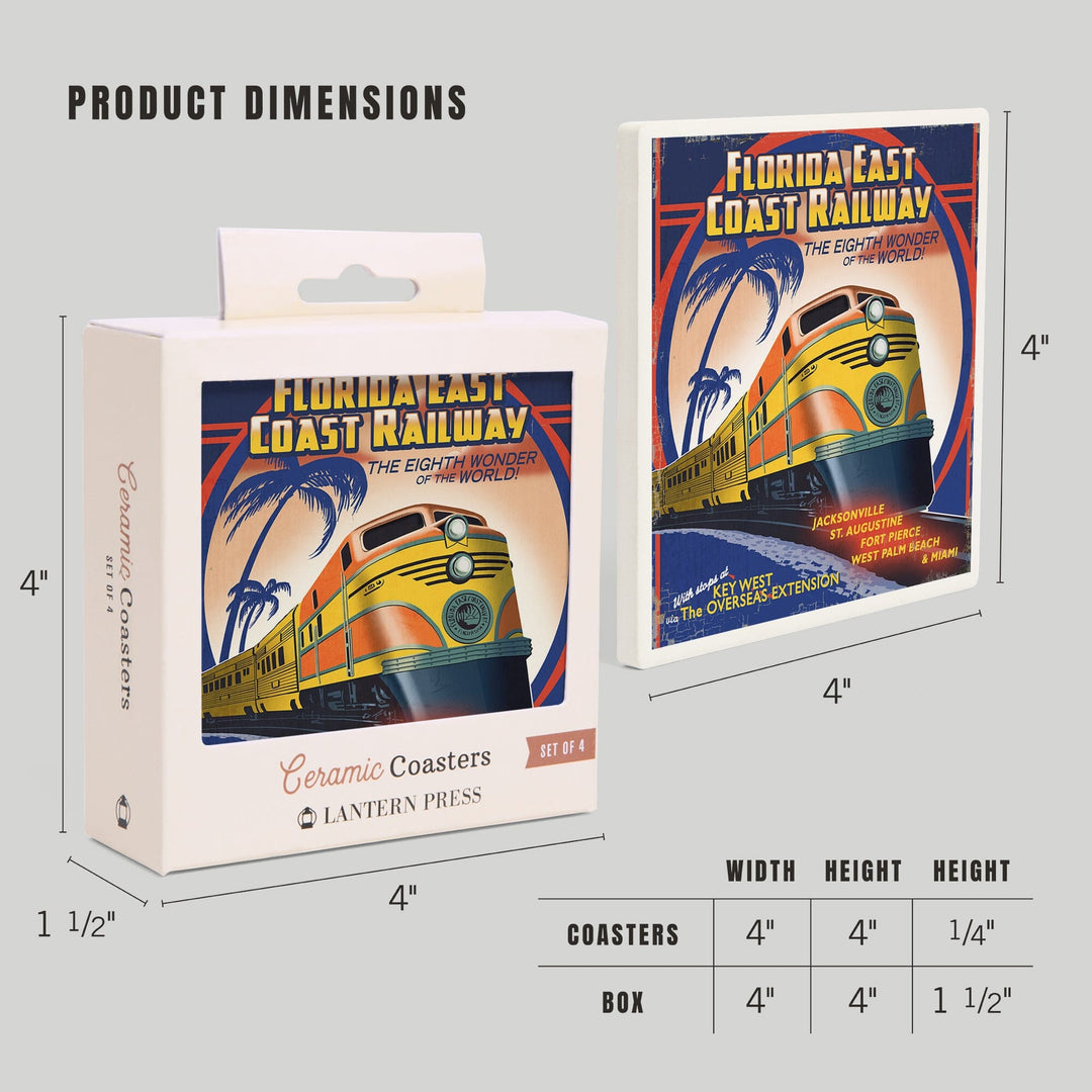 Key West, Florida, East Coast Railway, Coasters Coasters Lantern Press