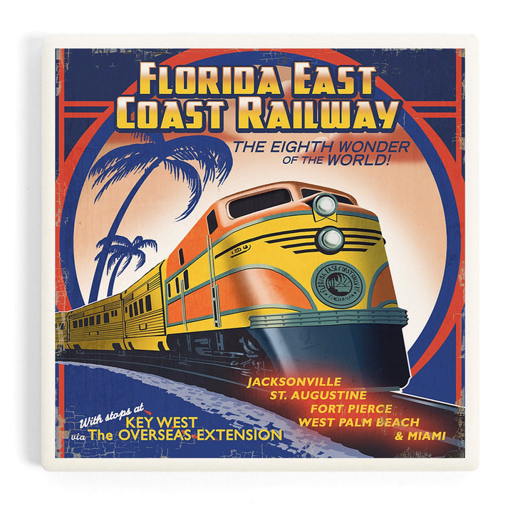 Key West, Florida, East Coast Railway, Coasters Coasters Lantern Press Coaster