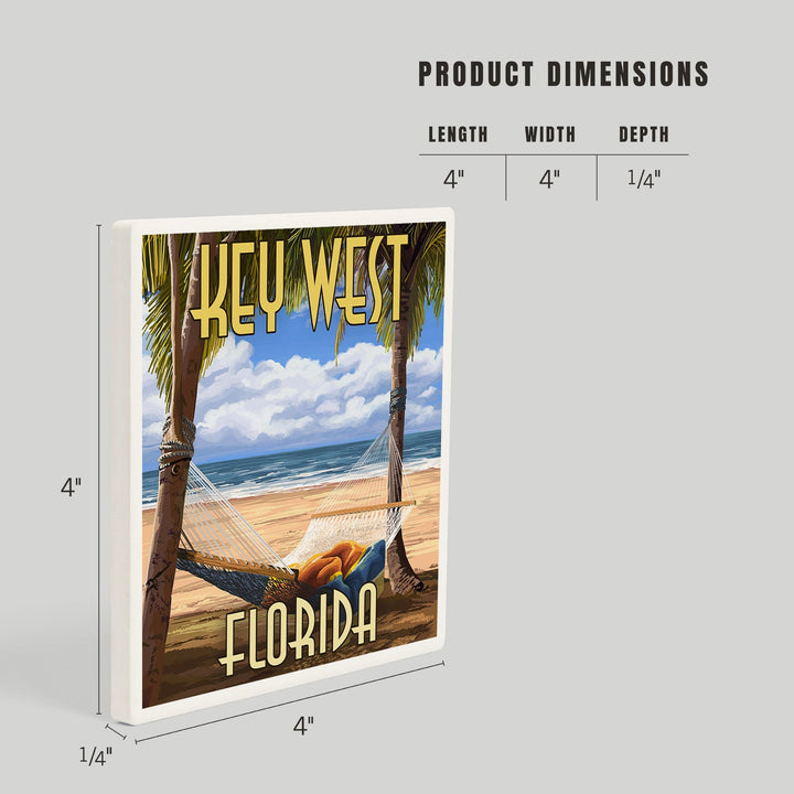 Key West, Florida, Hammock and Palm Trees, Coasters Coasters Lantern Press