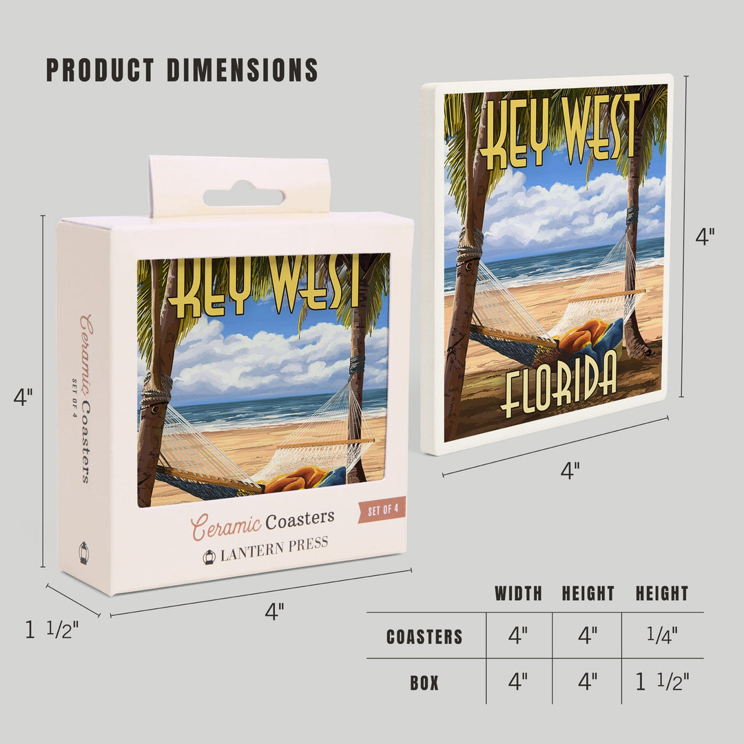 Key West, Florida, Hammock and Palm Trees, Coasters Coasters Lantern Press
