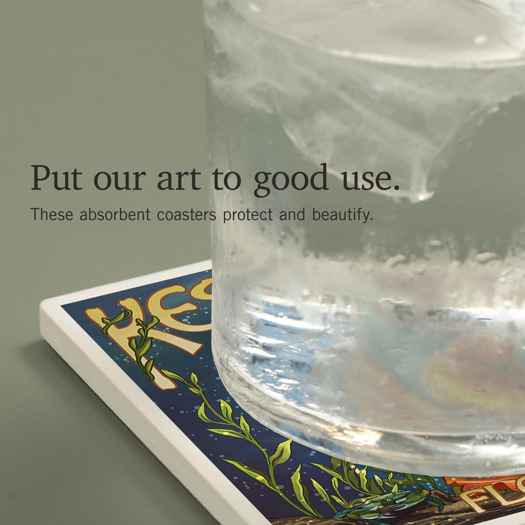 Key West, Florida, Mermaid, Coasters Coasters Lantern Press