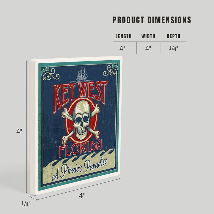 Key West, Florida, Skull and Crossbones, Coasters Coasters Lantern Press
