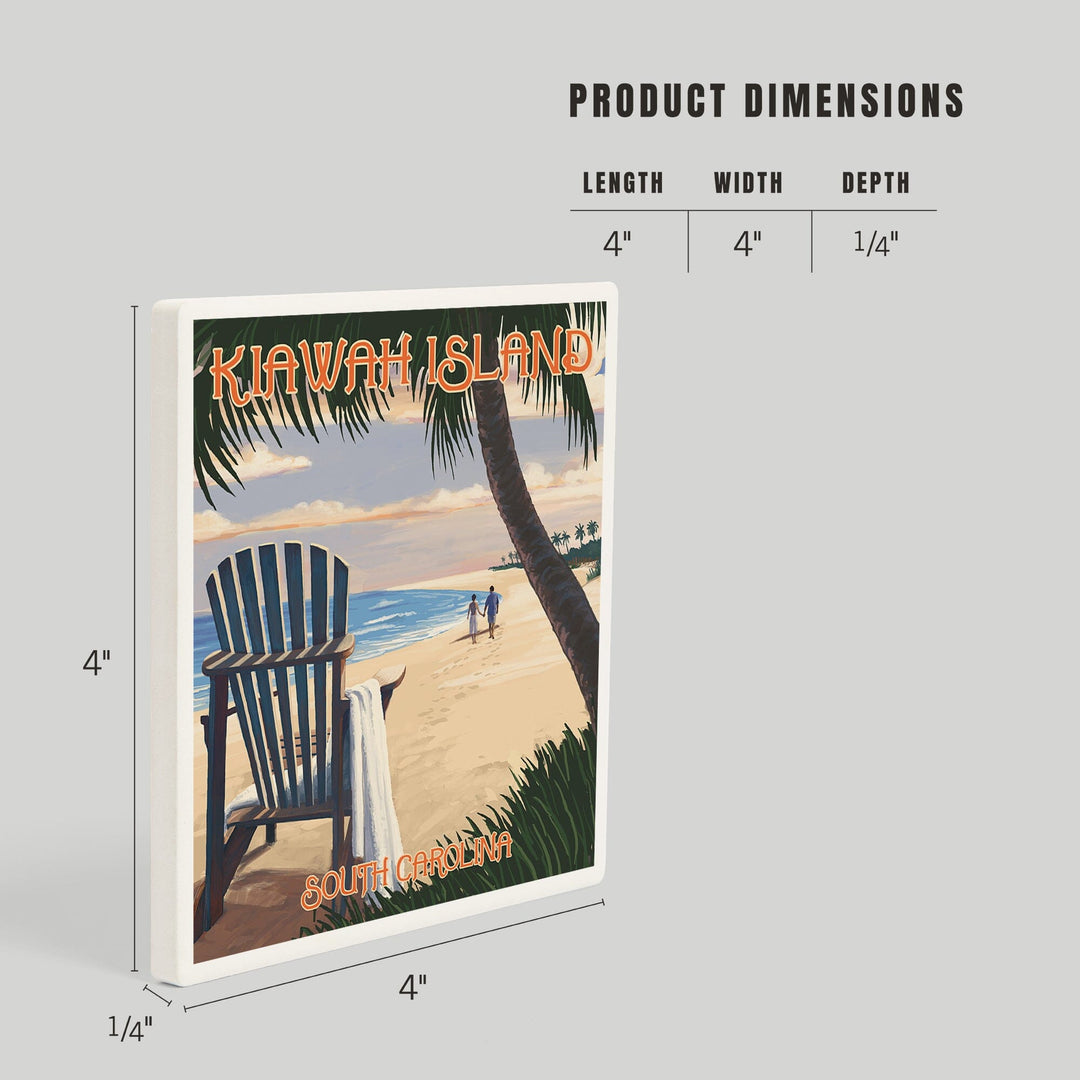 Kiawah Island, South Carolina, Adirondack and Palms, Coasters Coasters Lantern Press