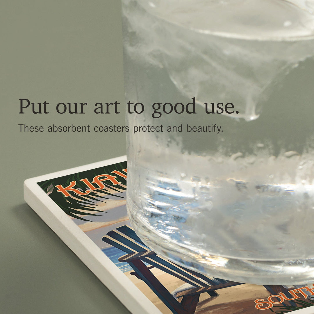 Kiawah Island, South Carolina, Adirondack and Palms, Coasters Coasters Lantern Press