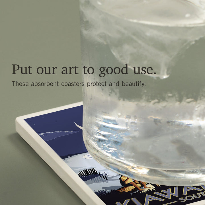 Kiawah Island, South Carolina, Palmetto Moon and Bonfire, Coasters Coasters Lantern Press