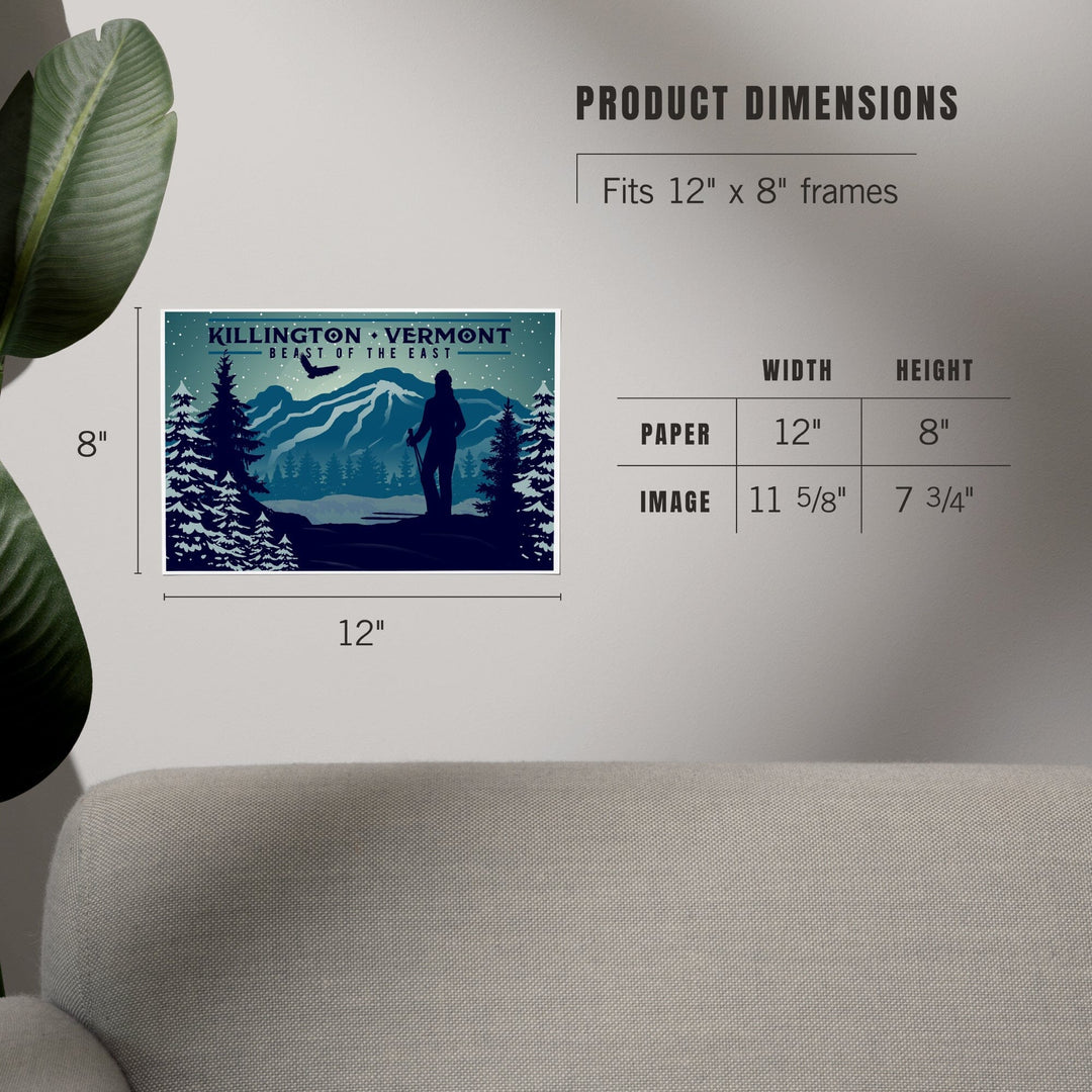 Killington, Vermont, Beast of the East, Skier and Mountain, Art & Giclee Prints - Lantern Press