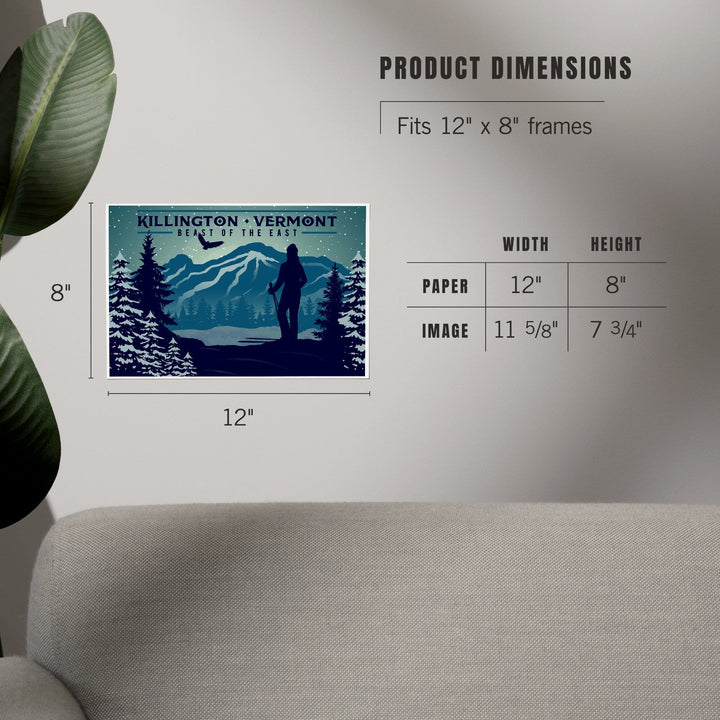 Killington, Vermont, Beast of the East, Skier and Mountain, Art & Giclee Prints - Lantern Press