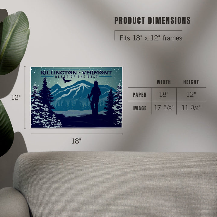 Killington, Vermont, Beast of the East, Skier and Mountain, Art & Giclee Prints - Lantern Press
