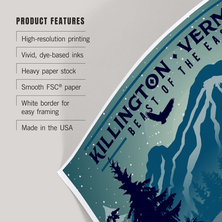 Killington, Vermont, Beast of the East, Skier and Mountain, Art & Giclee Prints - Lantern Press