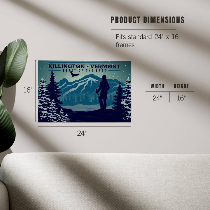 Killington, Vermont, Beast of the East, Skier and Mountain, Art & Giclee Prints - Lantern Press