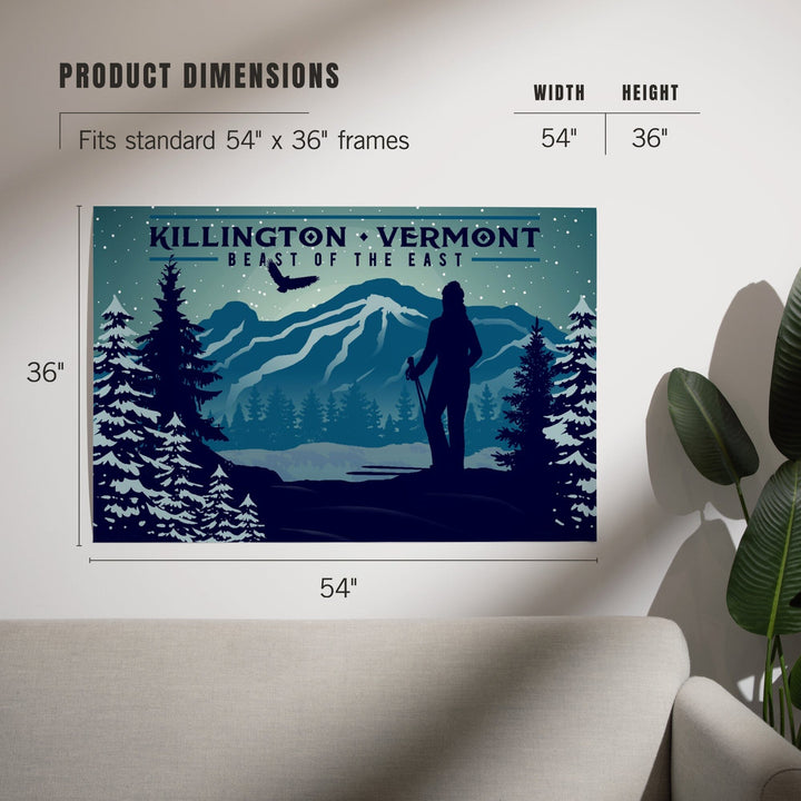 Killington, Vermont, Beast of the East, Skier and Mountain, Art & Giclee Prints - Lantern Press